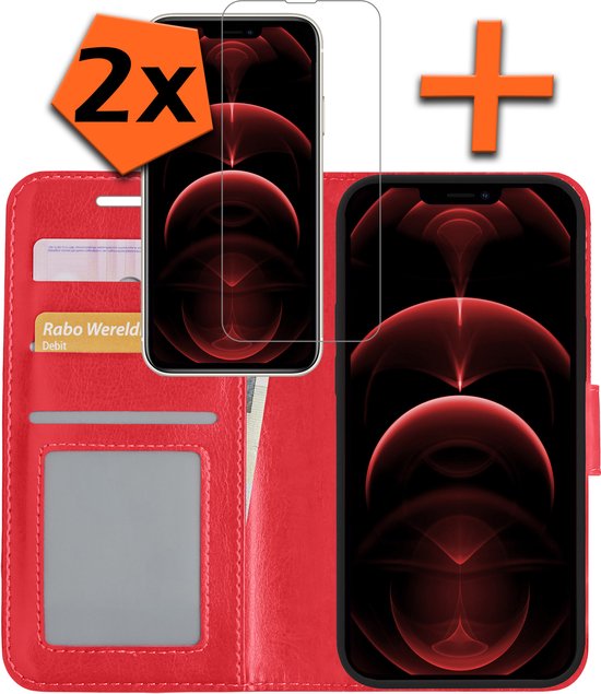 Coque pour iPhone 14 Plus Case Book Case Cover Flip Cover Bookcase 2x avec protection d&rsquo;écran – Rouge