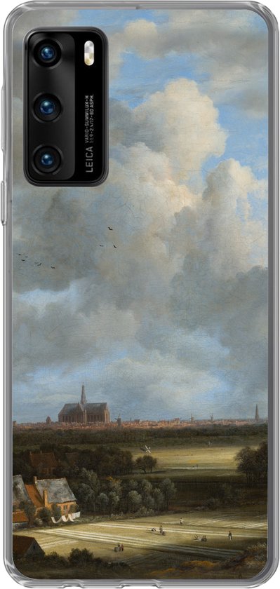 Coque Huawei P40 – Vue de Haarlem avec champs de Javel – Peinture de Jacob van Ruisdael – Coque de téléphone en Siliconen