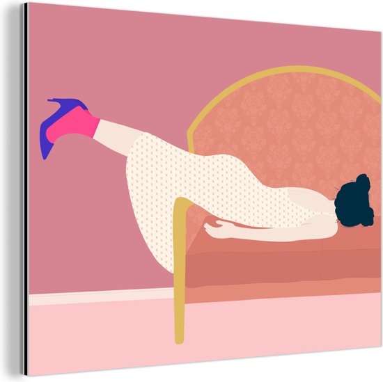 Décoration murale Métal – Aluminium Peinture Industrielle – Vintage – Femme – Pastel – 40×30 cm – Dibond – Photo sur aluminium – Décoration murale industrielle – Pour le salon / chambre