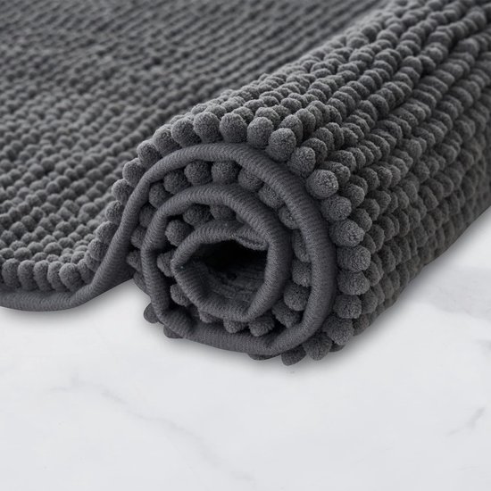Badmat Antidérapant en Chenille soft | Super absorbant et lavable en machine | Peut être combiné comme ensemble de tapis de bain | Pour la salle de bain, la douche, le bain ou comme tapis de toilette | Grijs Foncé – 40×60 cm