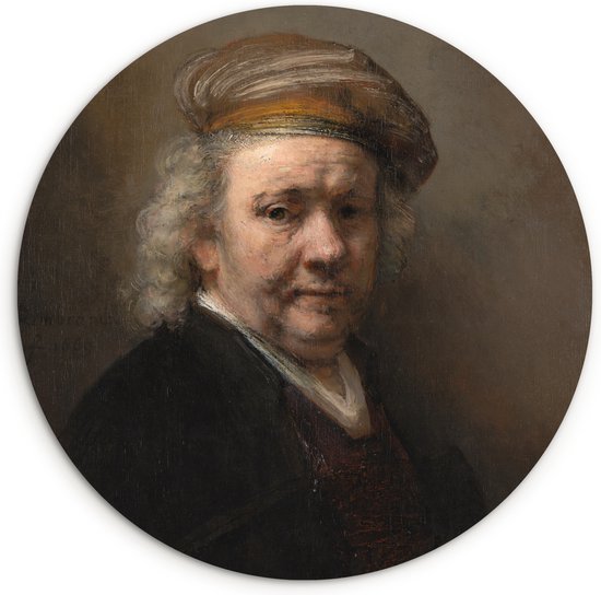 Autoportrait – Peinture de Rembrandt van Rijn Assiette en plastique avec cercle mural