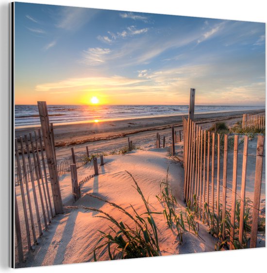 Décoration murale Métal – Peinture Aluminium Industrielle – Plage – Mer – Dune – Coucher de soleil – Paysage – 160×120 cm – Dibond – Photo sur aluminium – Décoration murale industrielle – Pour le salon / chambre