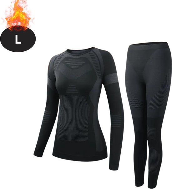 Bovista Vêtements thermiques Femme – Pantalon thermique – Ensemble thermique – Leggings thermiques – Hiver – Chemise thermique – Zwart – L