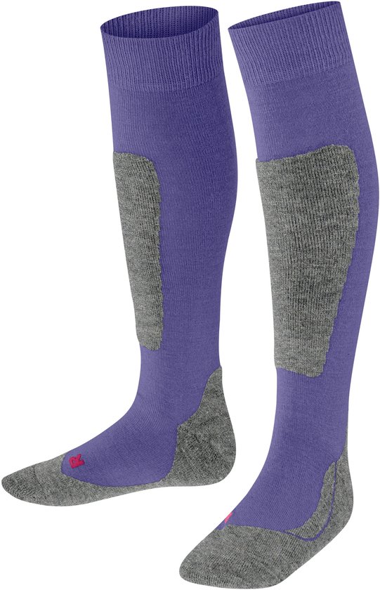 Chaussettes de ski FALKE Active Ski chaudes et épaisses en laine fonctionnelle pour enfants, violettes – tailles 31-34