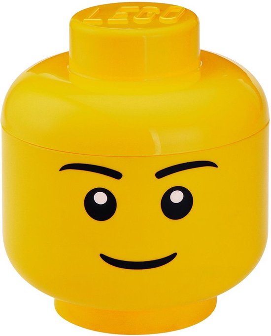 Boîte de rangement LEGO Tête Garçon- Large – H 27 x L 24 cm – Jaune