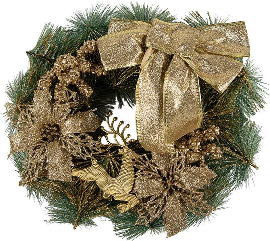 Couronne de Noël Clayre & Eef Ø 30 cm Plastique doré