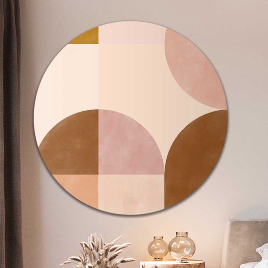 Cercle mural abstrait rose soft | Forex | Ø 100cm | Système de suspension inclus
