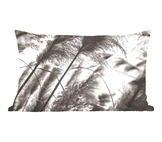 Coussins Coussins décoratifs – Oreillers Salon – 60×40 cm – Herbe de la pampa – Zwart – Wit – Végétal