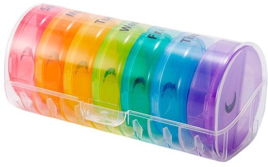 Boîte à médicaments – Pilulier 7 jours – Pilulier XL 7 jours 2 fois par jour – Grande boîte à médicaments AM PM – Organisateur de pilules hebdomadaire pour vitamines, compléments et huile de poisson – Sans BPA – Coloré et discret