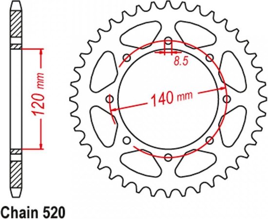 Couronne de transmission JT Sprockets pour moto Kawasaki 500 KLE 1991-2007 JTR487.44 / 44dts P520 Al 120 Neuf