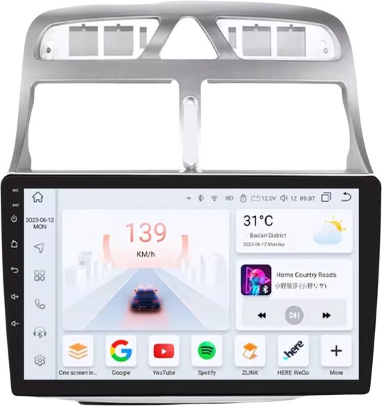 Autoradio avec Bluetooth – Carplay – Compatible avec Apple et Android – Stéréo – Navigation – Système de navigation automobile – Pour Peugeot 307 / 307CC / 307SW (2002-2013)