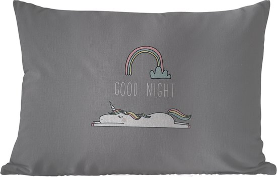 Coussins d&rsquo;extérieur – Jardin – Unicorn – Arc-en-ciel – Enfants – Citations – Bonne nuit – Filles – 50×30 cm