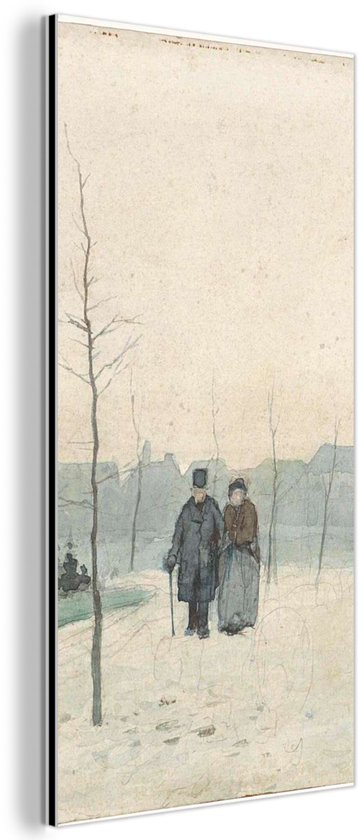 Décoration murale Métal – Peinture Aluminium Industrielle – Vieux couple dans un parc nieuw aménagé – Peinture d&rsquo;Anton Mauve – 40×80 cm – Dibond – Photo sur aluminium – Décoration murale industrielle – Pour le salon / chambre
