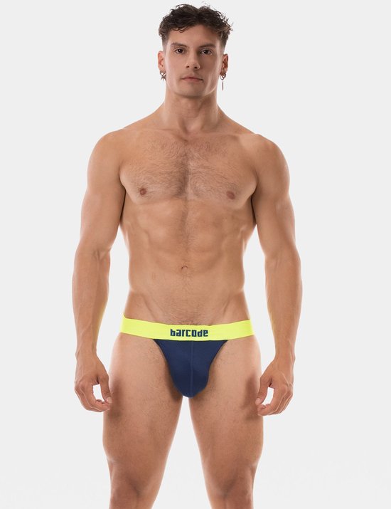 Barcode Berlin Jock Arlo Navy-Neongreen – TAILLE L – Sous-vêtements Homme – Jockstrap pour Homme – Jock Homme