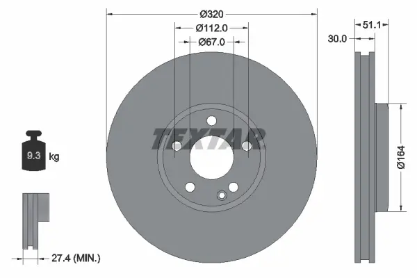 Disque de frein TEXTAR 92258003