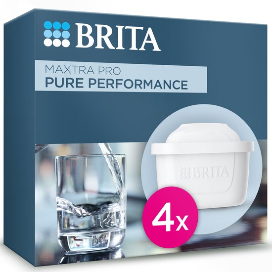 BRITA Cartouche de filtre à eau MAXTRA PRO Pure Performance Pack de 4 – Recharges originales pour toutes les carafes BRITA – Pour une eau du robinet au goût pur – Filtre les impuretés telles que les PFAS, le chlore, le tartre et les métaux*