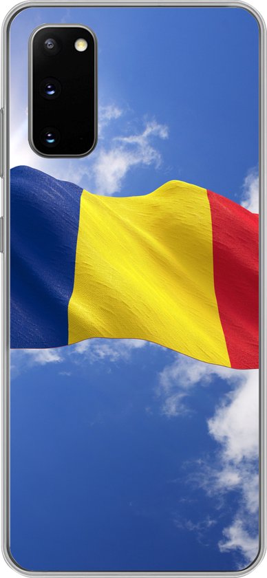 Coque Samsung Galaxy S20 – Le drapeau de la Roumanie flottant dans le ciel – Siliconen
