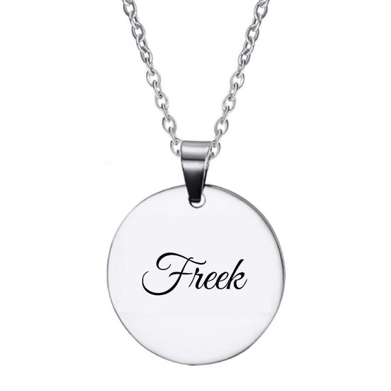 Chaîne RVS Met Naam Gravering – Freek – Argent – Rond