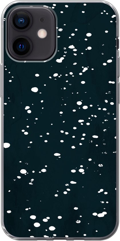 Coque iPhone 12 – Pois – Zwart – Wit – Siliconen