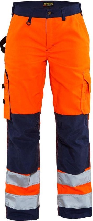 Blåkläder 7155-1811 Pantalon de travail femme High Vis sans poches à clous Oranje/ Bleu marine taille 50