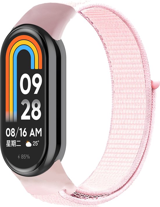 Bracelet compatible By Qubix Xiaomi Smart band 8 – Bracelet en nylon boucle Sport – Rose clair – mi band 8