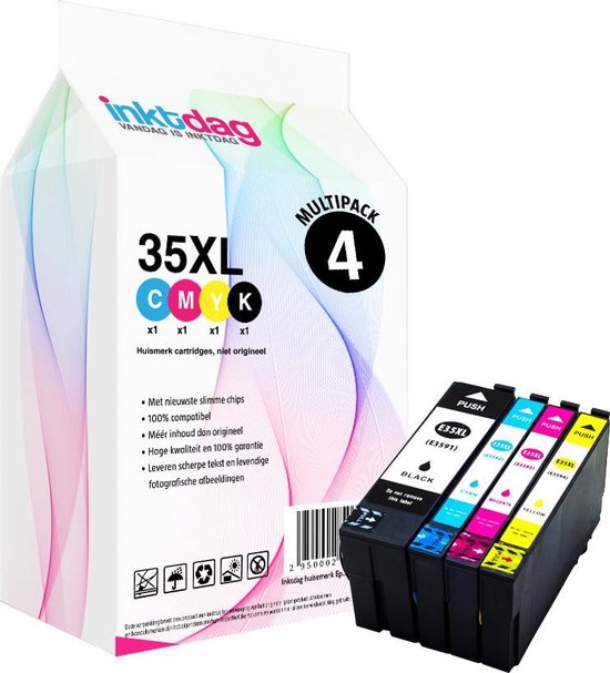 Cartouches d&rsquo;encre Ink Day pour Epson 35XL multipack de 4 couleurs pour Epson Workforce Pro WF-4720DWF, WF-4740DTWF, WF-4725DWF, WF-4730DTW