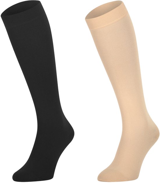 Bas de compression confort premium Dunimed classe de pression 2 – Bout fermé (La paire) – noir