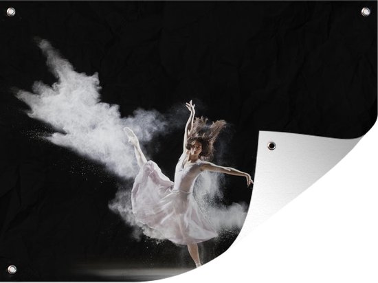 Ballerine sur fond noir affiche de jardin en vrac 160×120 cm – Toile de jardin / Toile d&rsquo;extérieur / Peintures d&rsquo;extérieur (décoration de jardin) XXL / Groot format!