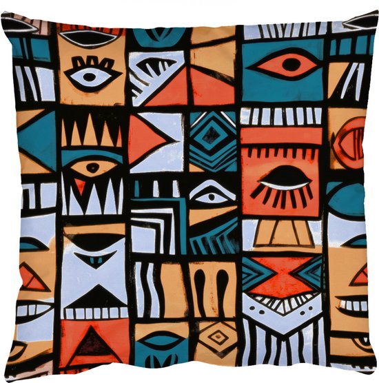 Coussins Décoratifs – Petits Coussins Salon – 40×40 cm – Abstrait – Visages – Moza