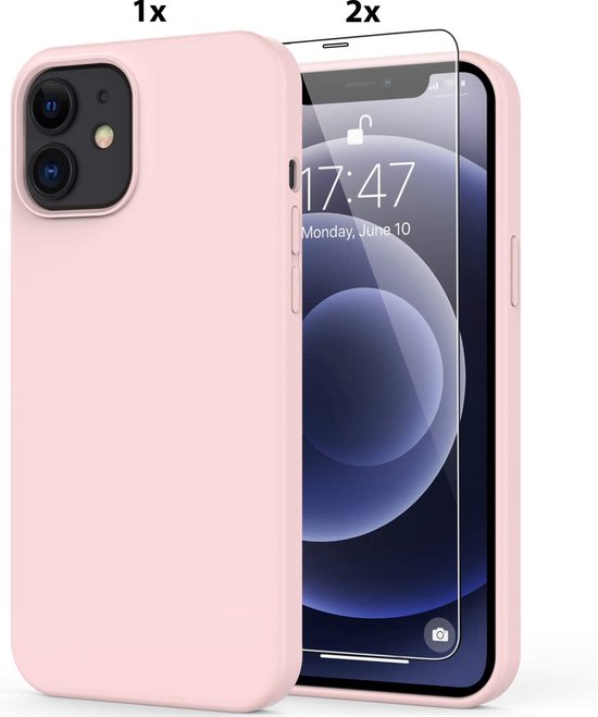Coque iPhone 11 Soft Nano Silicone Backcover Gel Rose Clair Avec 2x Protecteur d&rsquo;écran en Verres