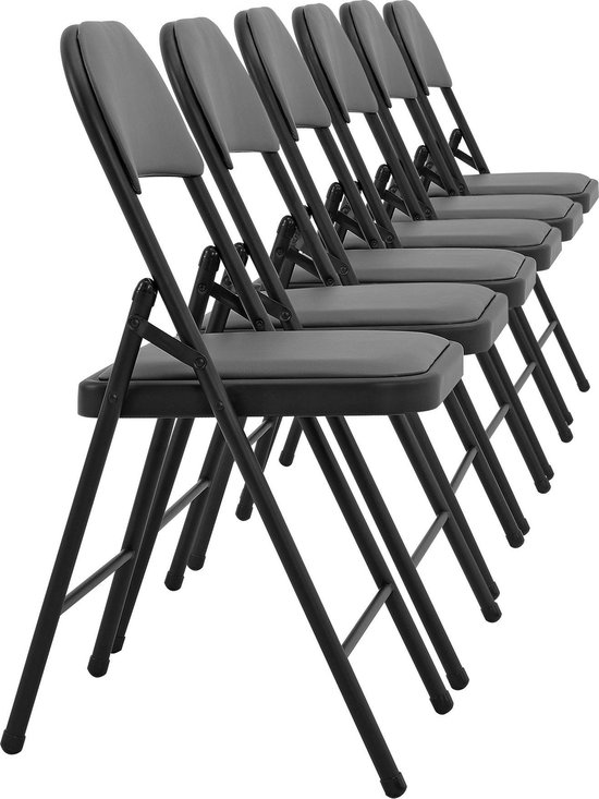 [pro.tec] ® Chaise de bureau Chaise pliante – ensemble de 6 pièces – gris