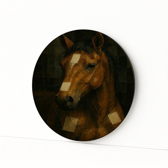 Cercle mural Cheval – Décoration murale ronde – Aluminium – 40×40 cm
