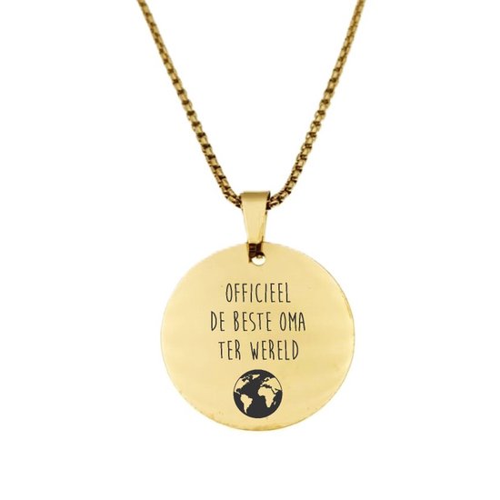 Collier en acier inoxydable – Rond – Or – Officiellement la meilleure grand-mère du monde