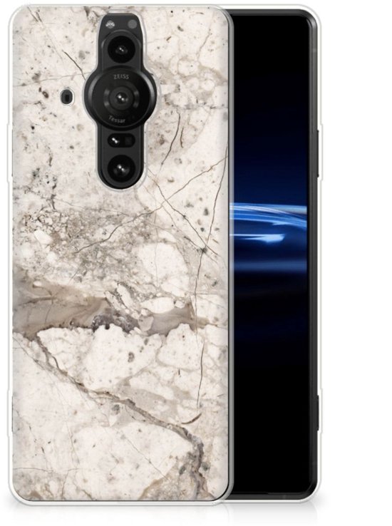 Coque Téléphone pour Sony Xperia Pro-I TPU Bumper Silicone Étui Housse Marbre Beige