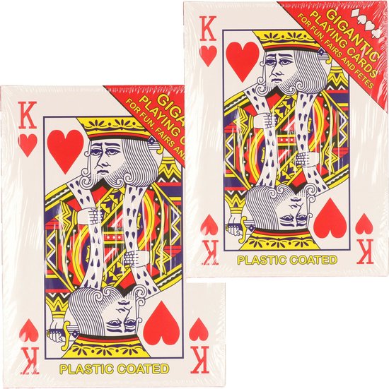 Cartes à jouer XL – 2x paquets – rouge – 20 x 28 cm