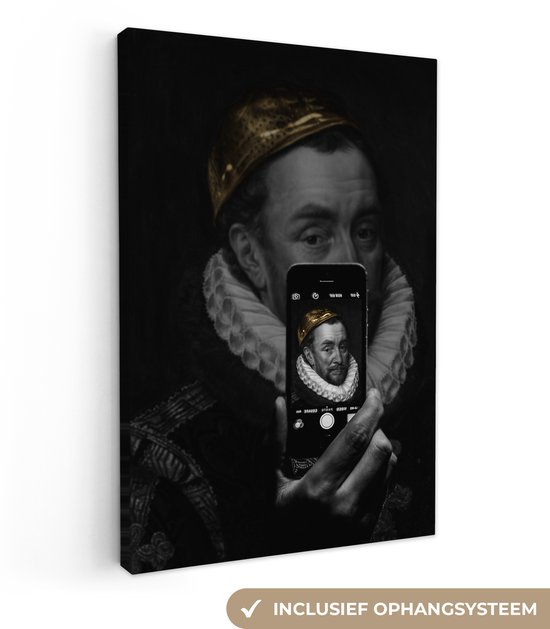 Edité ancien maître Adriaen Thomasz avec téléphone 90×140 cm – Tirage photo sur toile (Décoration murale salon / chambre)