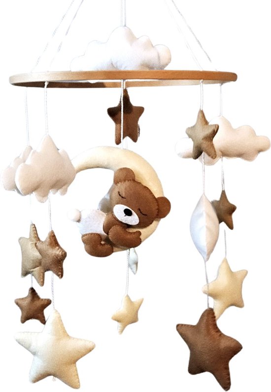 Bebyto® Mobile pour bébé Bear – Baby Mobile – Handgemaakt – Ours endormi – Baby Shower – Cadeau de maternité – Berceau Mobile