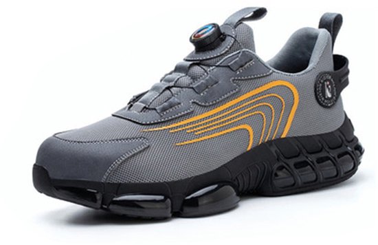 Chaussures de sécurité pour homme – Pointure 42 – Embout acier et semelle anti-perforation – Légères et respirantes – Chaussures de travail antidérapantes avec fermeture à vis – Grijs
