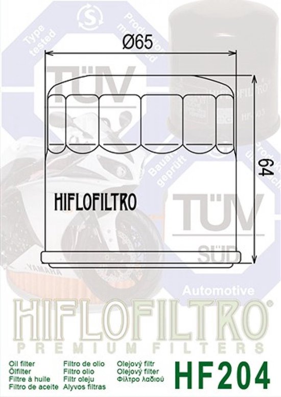 Filtre à huile Hiflofiltro pour Moto Yamaha 600 Fz6 Fazer S2 N/S 2007 à 2010 Neuf