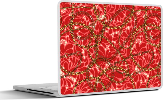 Autocollant pour ordinateur portable – 12,3 pouces – Motifs – Or – Chaîne – Rouge – 30x22cm – Autocollants pour ordinateur portable – Skin pour ordinateur portable – Couverture