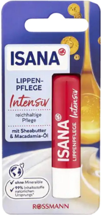 Baume à lèvres intensif Isana | 1x 4,8 g – avec beurre de karité et huile de macadamia – LSF 10 | Baume à lèvres – Soin des lèvres