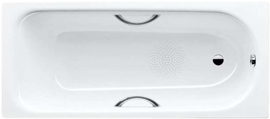 Baignoire rectangulaire Saniform Plus Star 332, 1600×700 mm, avec trous pour poignées, antidérapante, blanche