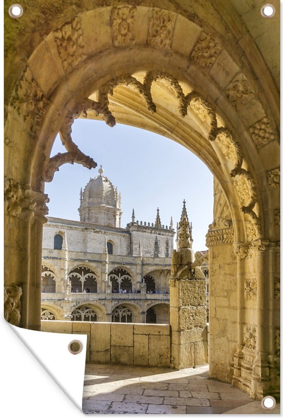 Façade cintrée dans le poster Jardin Mosteiro dos Jerónimos 120×180 cm – Toile de jardin / Toile d&rsquo;extérieur / Peintures d&rsquo;extérieur (décoration de jardin) XXL / Groot format!