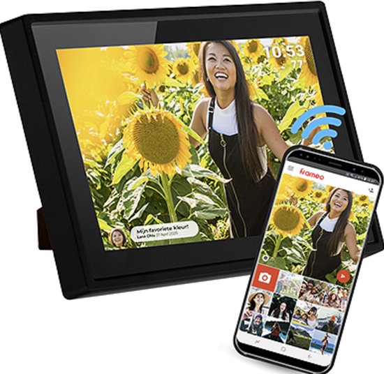Cadre photo numérique Denver 7 pouces – Application Frameo – Cadre photo WiFi – Écran tactile IPS – 8 Go – PFF725B