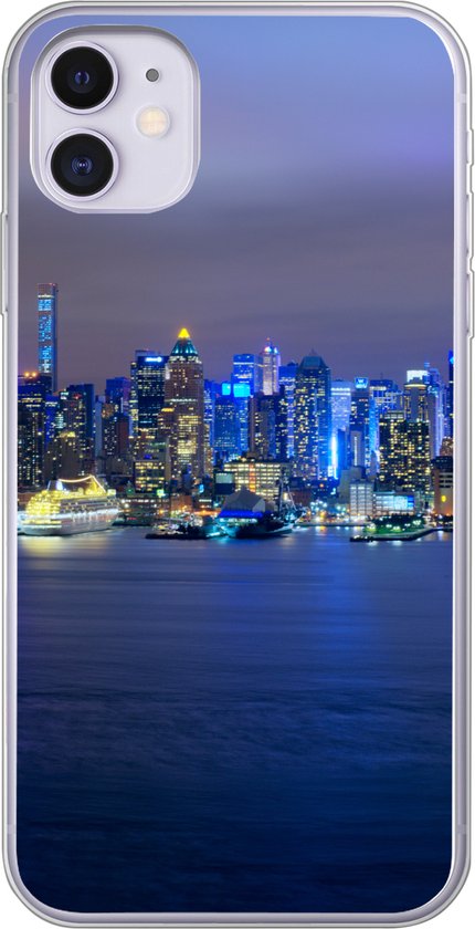 Coque iPhone 11 – New York – Skyline – Nuit – Coque de téléphone en Siliconen