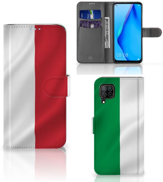 Coque Huawei P40 Lite Cuir PU Protection Etui Housse pour Drapeau Italien