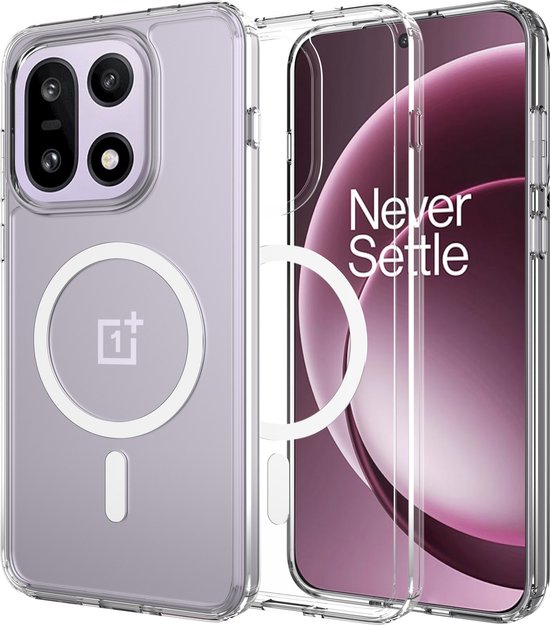 Étui Cazy compatible avec OnePlus 15 – Compatible avec MagSafe – Coque arrière Military Grade – Transparent
