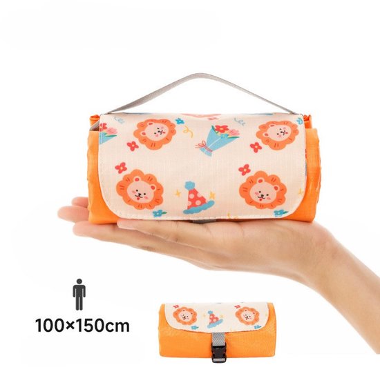 Couverture de pique-nique – Imperméable, ultralégère et compacte | Couverture d&rsquo;extérieur verte pour pique-nique, camping, plage et randonnée, Orange, 150*100CM