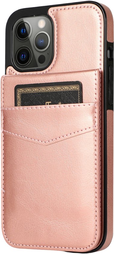 Coque pour iPhone 17 Pro Max – Coque arrière – Porte-cartes – Portefeuille – Similicuir – Or Goud