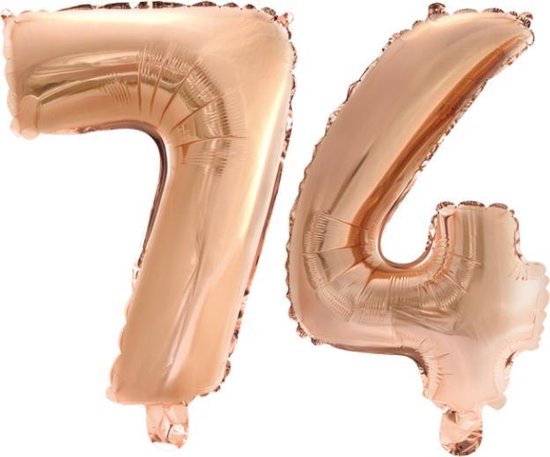 Ballon aluminium n ° 74 Or rose 41cm